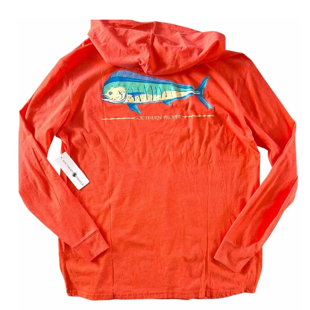 Southern Proper Coral Orange Hooded Tee size Medium NEW - Picture 2 of 10